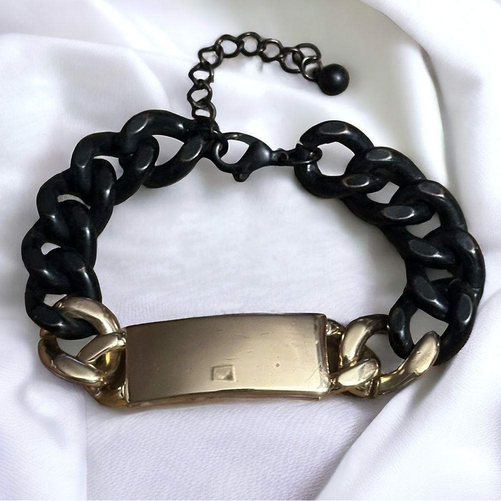Chunky link black and gold ID bracelet